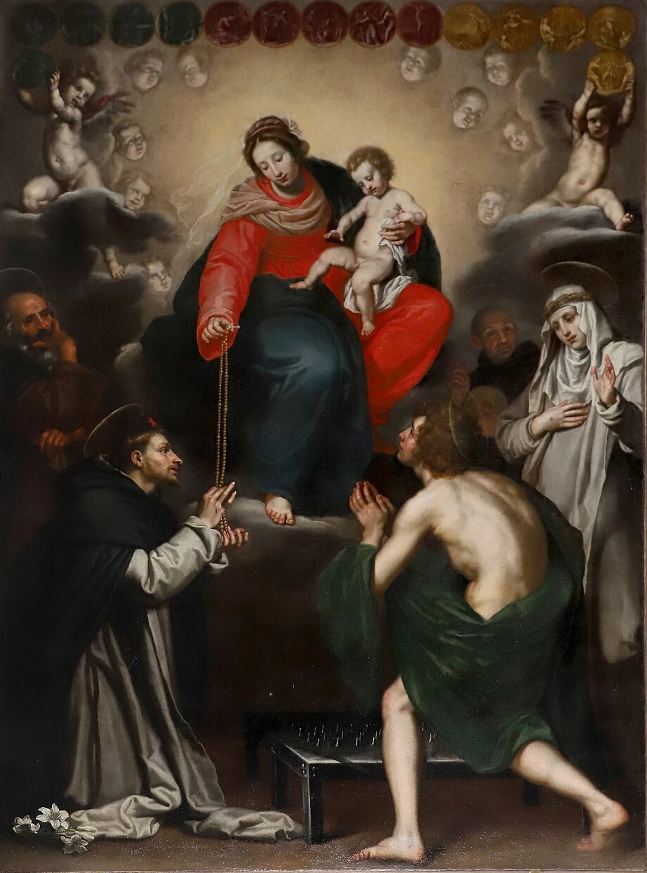 Madonna del rosario e i ss. Antonio Abate, Domenico, Vincenzo di Saragozza, Caterina de’ Ricci e Francesco